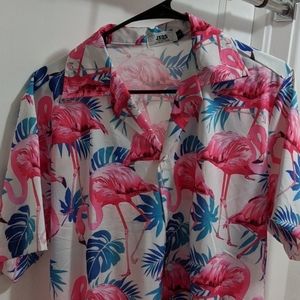 Miami retro flamingo button-down